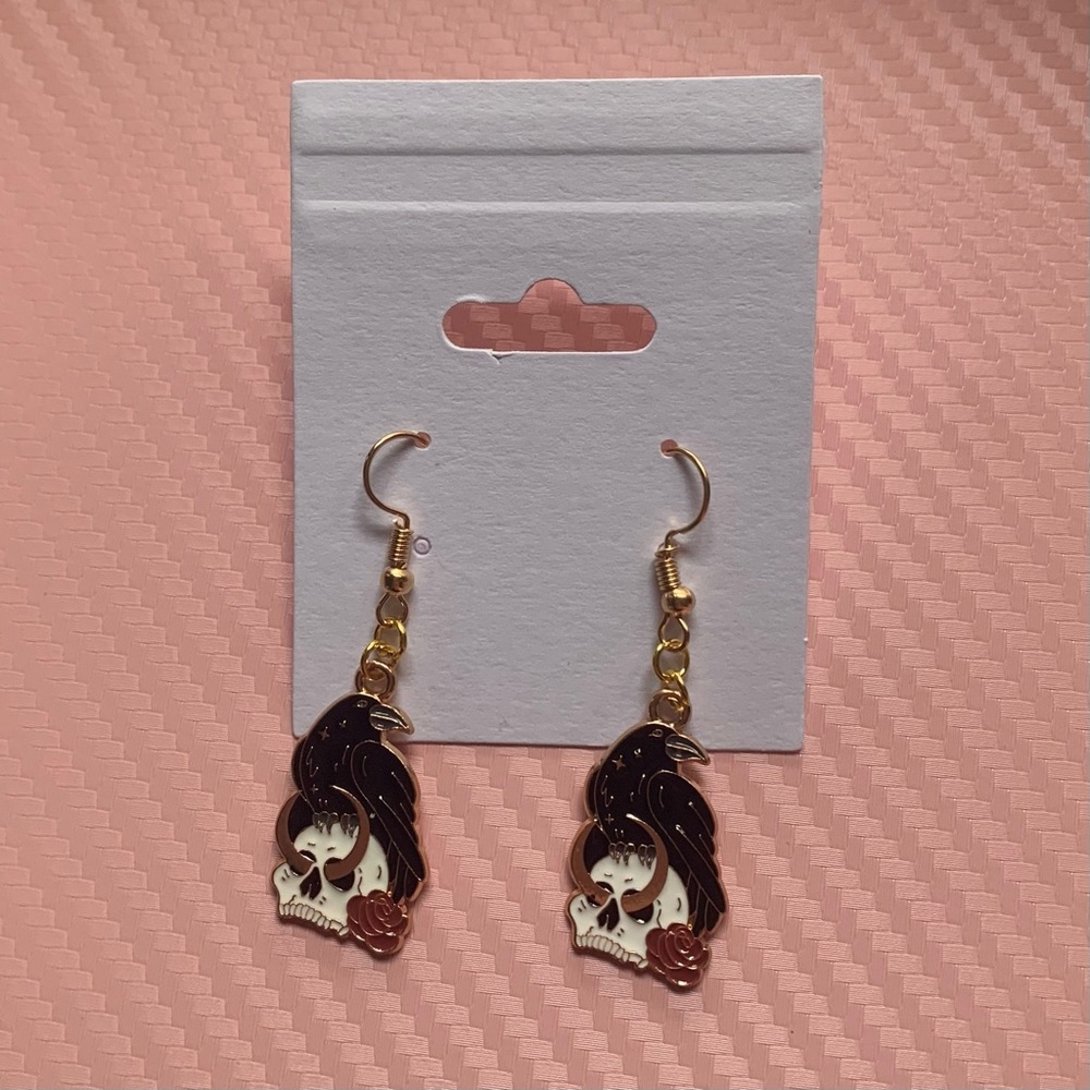 Raven and Skull Earrings